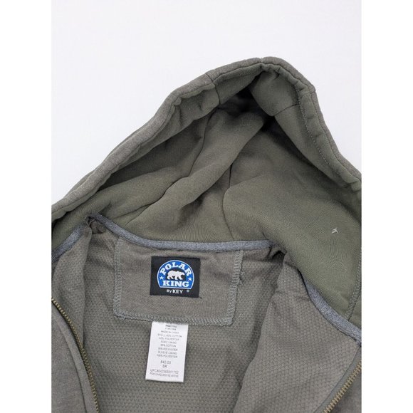 Polar King By Key Hoodie Mens Size Small Grey Thermal Lined Heavyweight Zippered - Picture 7 of 9